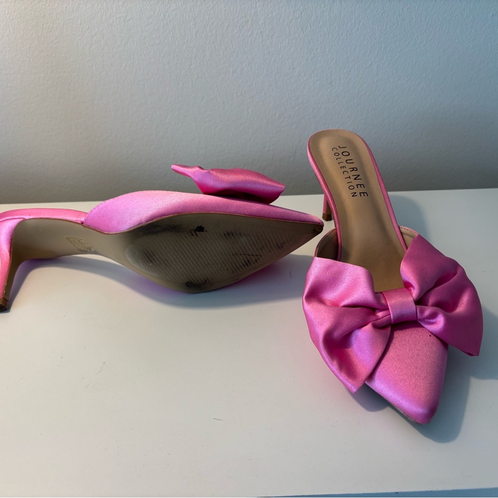 Journee Collection Pink Bow Mules